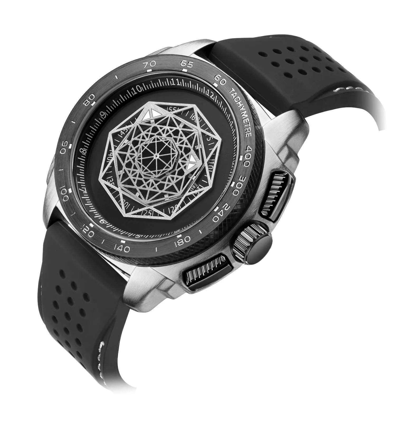 Men's Sports Multifunction Luminous Silicone Quartz Watch With Alloy Case Mineral Reinforced Glass Mirror Stainless Steel Buckle And Round Dial - Image 2