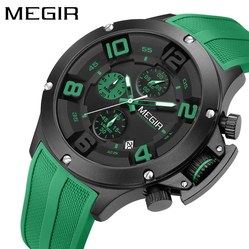 Men's Sports Quartz Watch Alloy Case Mineral Reinforced Glass Mirror Silicone Strap Stainless Steel Buckle Round Dial - Image 2