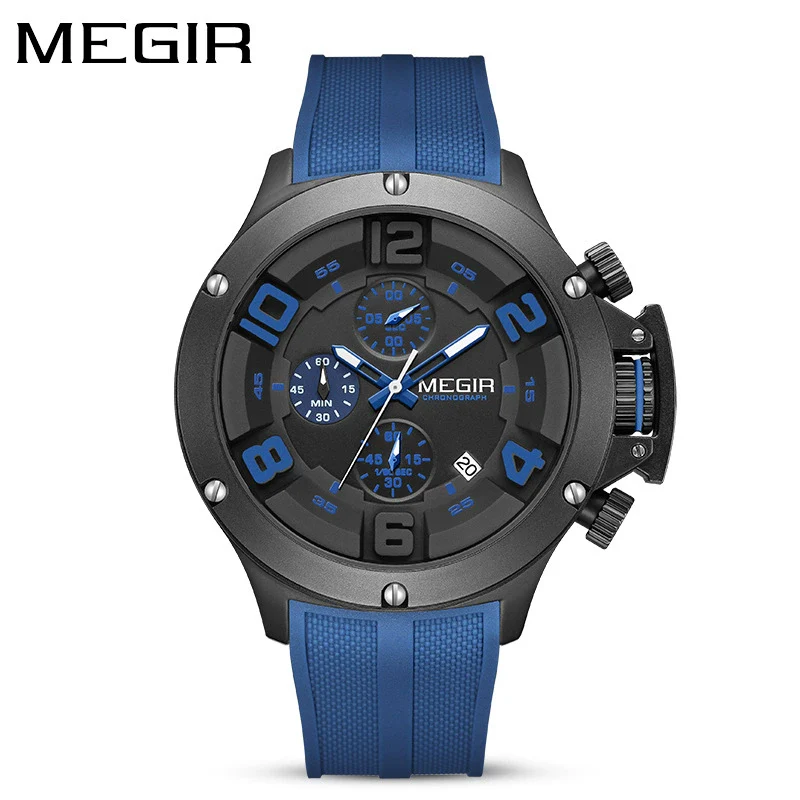 Men's Sports Quartz Watch Alloy Case Mineral Reinforced Glass Mirror Silicone Strap Stainless Steel Buckle Round Dial - Image 7