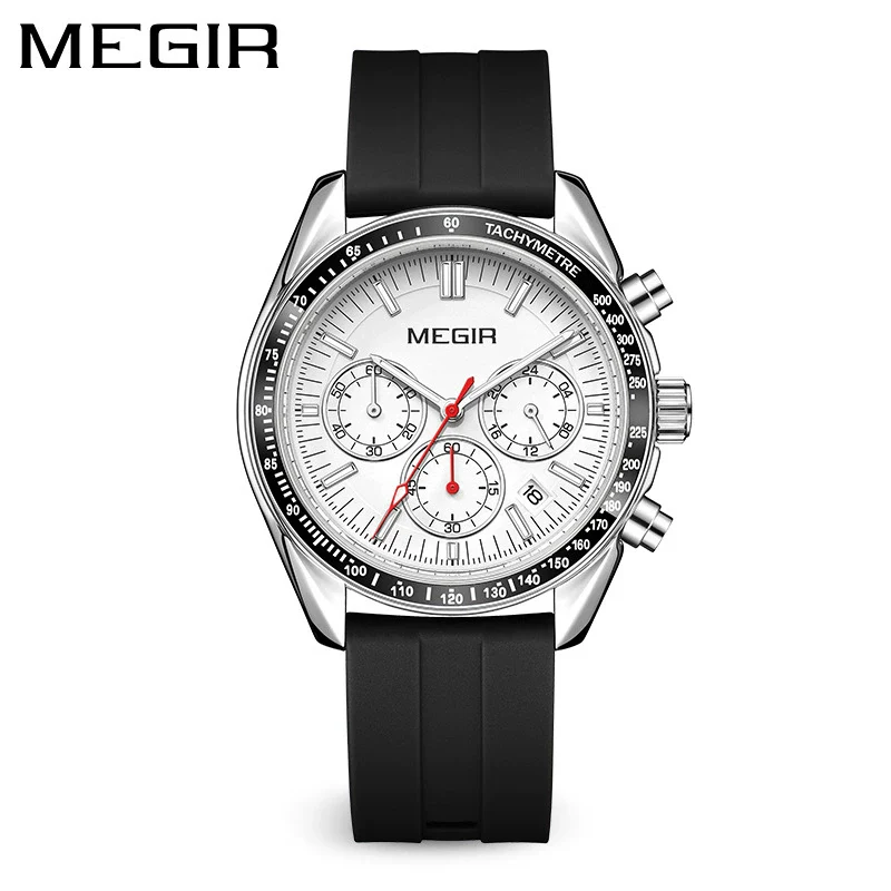 Men's Sports Watch Alloy Case Silicone Strap Mineral Reinforced Glass Mirror Round Dial Waterproof - Image 6