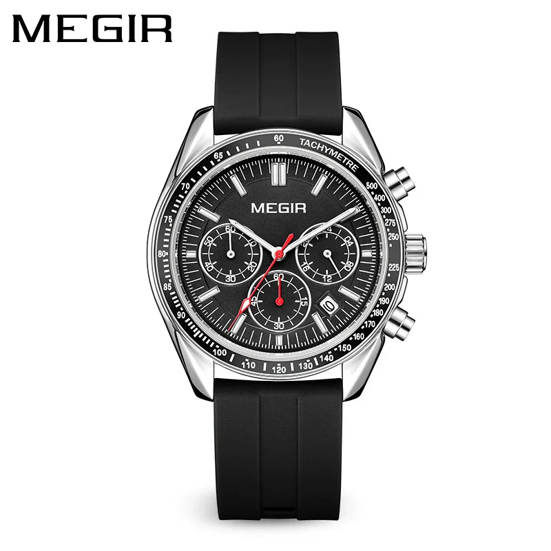 Men's Sports Watch Alloy Case Silicone Strap Mineral Reinforced Glass Mirror Round Dial Waterproof - Image 7