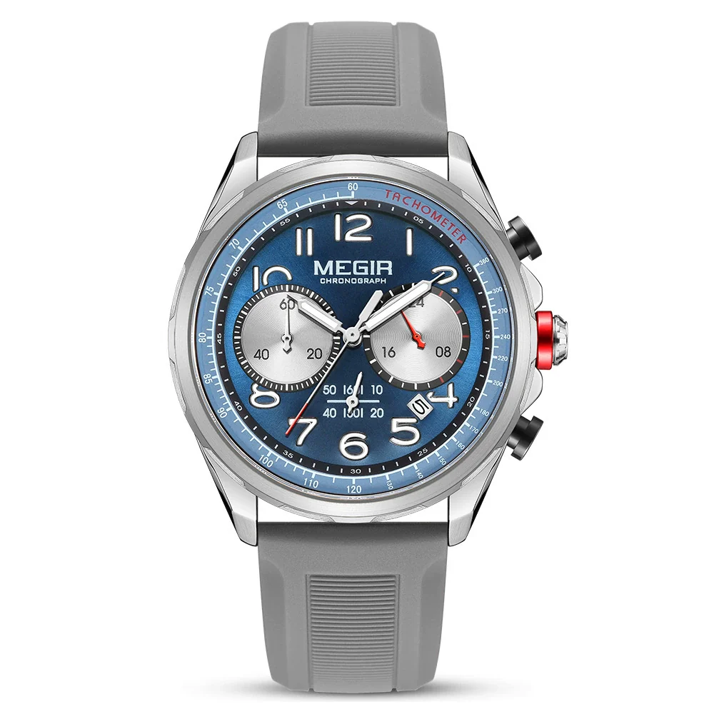 Men's Sports Watch Alloy Case Silicone Strap Stainless Steel Buckle Round Dial - Image 6