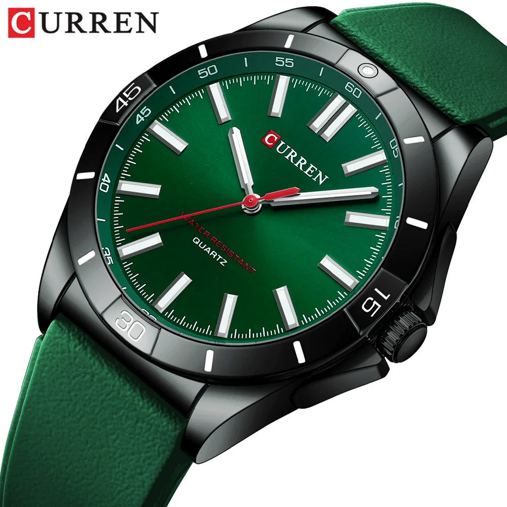 Men's Sports Watch Metal Case Silicone Strap Stainless Steel Buckle Round Dial Quartz Glass Mirror - Image 5
