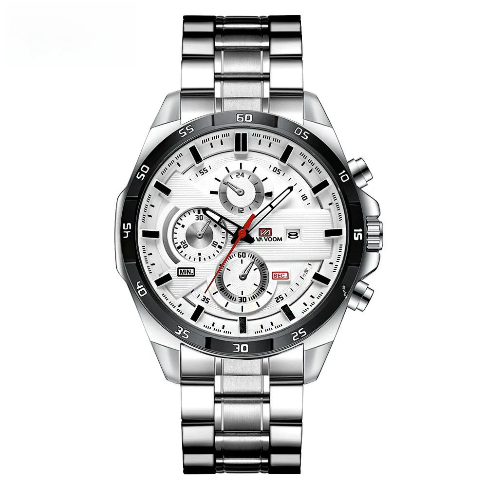 Men's Sports Watch Metal Microfiber Strap Leisure Round Waterproof - Image 11