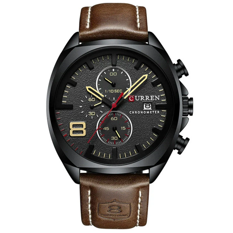 Men's Sports Watch Metal Stainless Steel Imitation Leather Round Casual Multifunctional Waterproof Quartz - Image 9