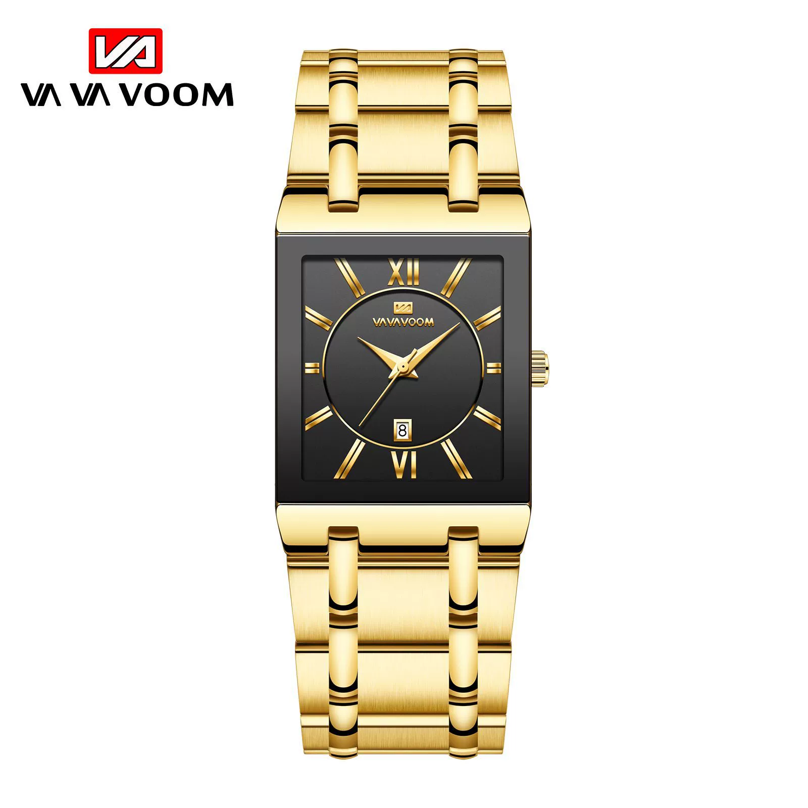 Men's Stainless Steel Band Quartz Watch Rectangular Dial Leisure Style Waterproof - Image 6