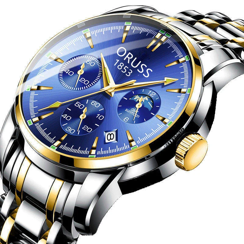 Men's Stainless Steel Business Style Rectangle Dial Automatic Movement Waterproof Luminous Watch