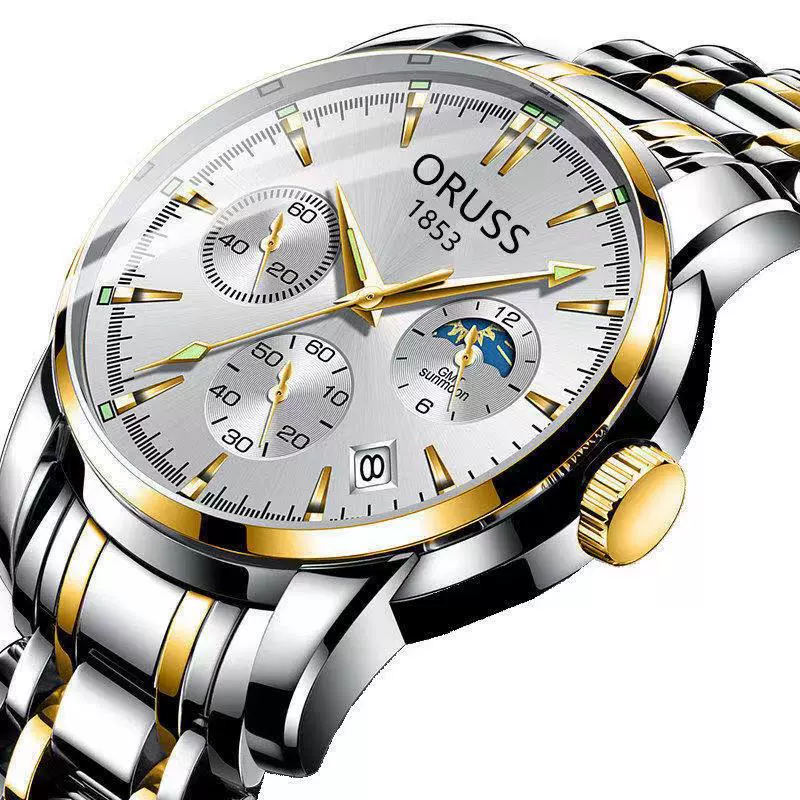 Men's Stainless Steel Business Style Rectangle Dial Automatic Movement Waterproof Luminous Watch - Image 2