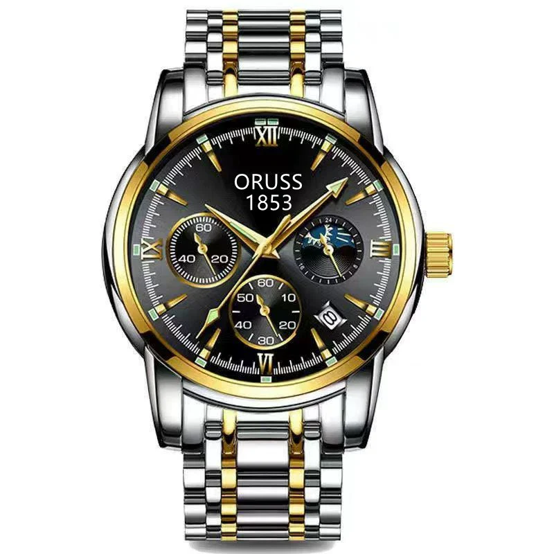 Men's Stainless Steel Business Style Rectangle Dial Automatic Movement Waterproof Luminous Watch - Image 4