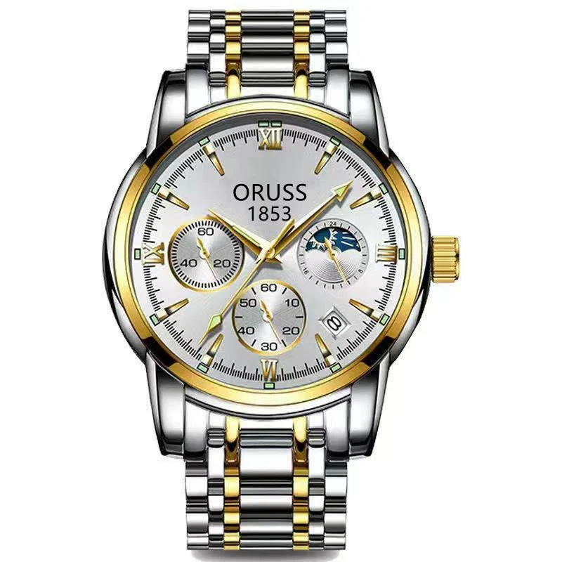 Men's Stainless Steel Business Style Rectangle Dial Automatic Movement Waterproof Luminous Watch - Image 5