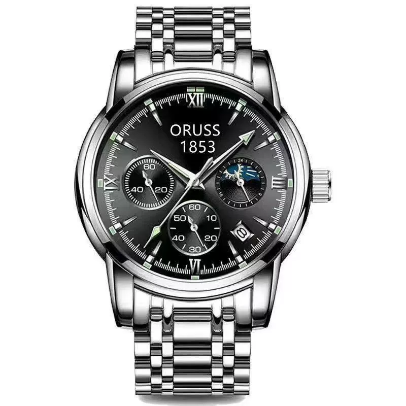 Men's Stainless Steel Business Style Rectangle Dial Automatic Movement Waterproof Luminous Watch - Image 6