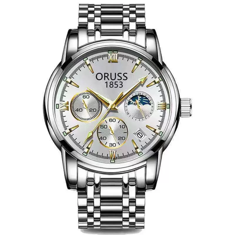 Men's Stainless Steel Business Style Rectangle Dial Automatic Movement Waterproof Luminous Watch - Image 8