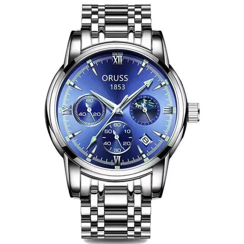 Men's Stainless Steel Business Style Rectangle Dial Automatic Movement Waterproof Luminous Watch - Image 9