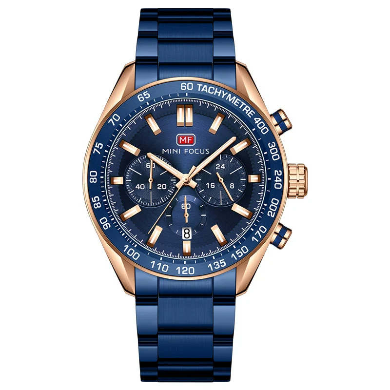 Men's Stainless Steel Casual Quartz Watch Round Dial Waterproof Mineral Reinforced Glass Mirror Bilateral Button Buckle - Image 6