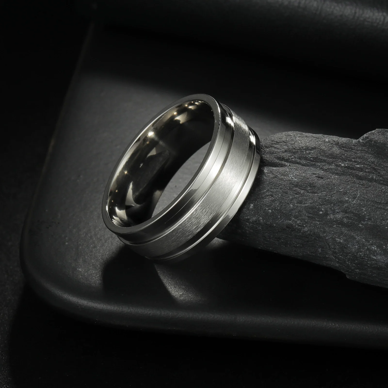 Men's Stainless Steel Geometric Ring Electroplated Nonfading Jewelry - Image 4