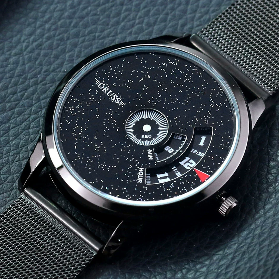Men's Stainless Steel Mesh Belt Automatic Movement Round Dial Waterproof Leisure Watch - Image 12