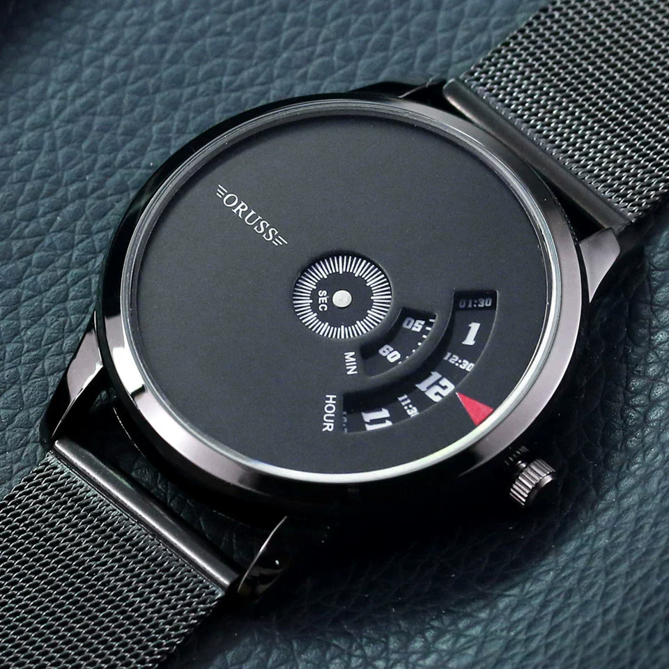 Men's Stainless Steel Mesh Belt Automatic Movement Round Dial Waterproof Leisure Watch - Image 6