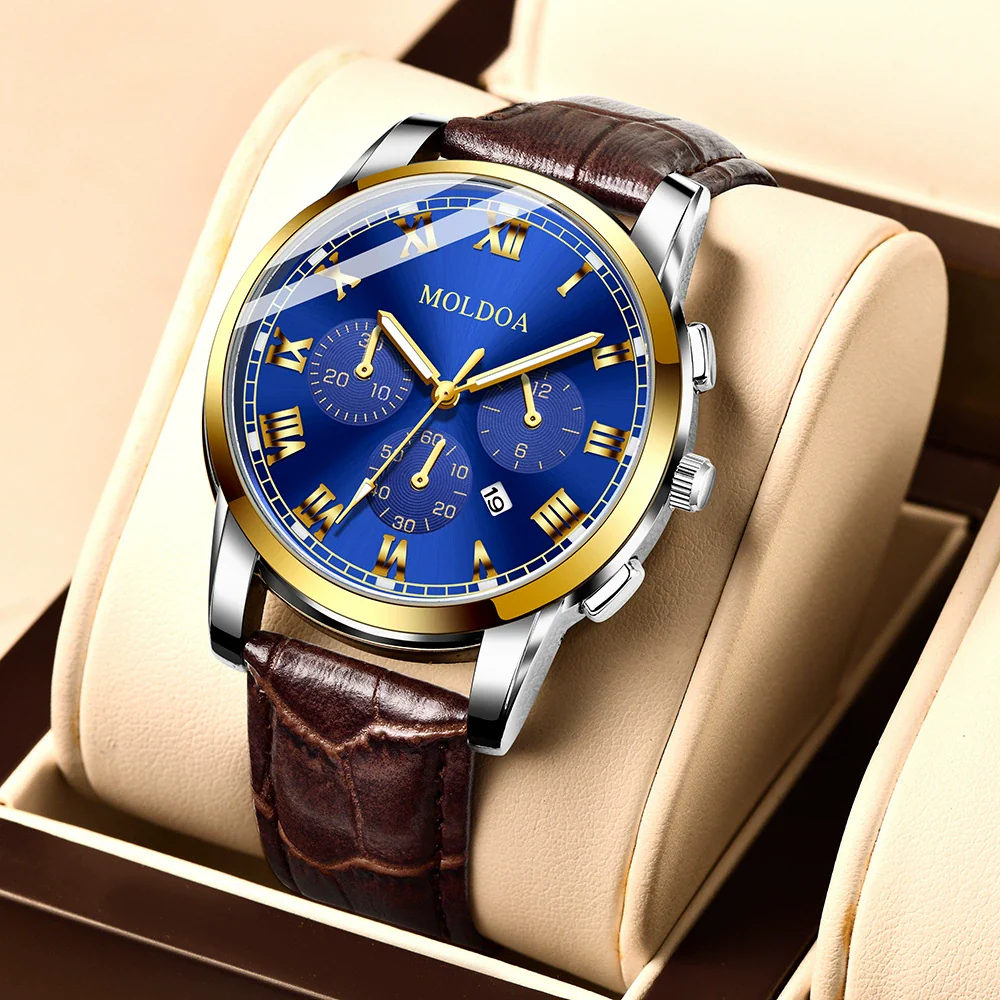Men's Stainless Steel Waterproof Calendar Luminous Round Watch Fashion - Image 8