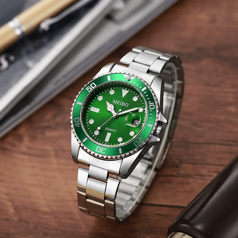 Men's Steel Band Iron Watch With Round Dial Business Style - Image 2