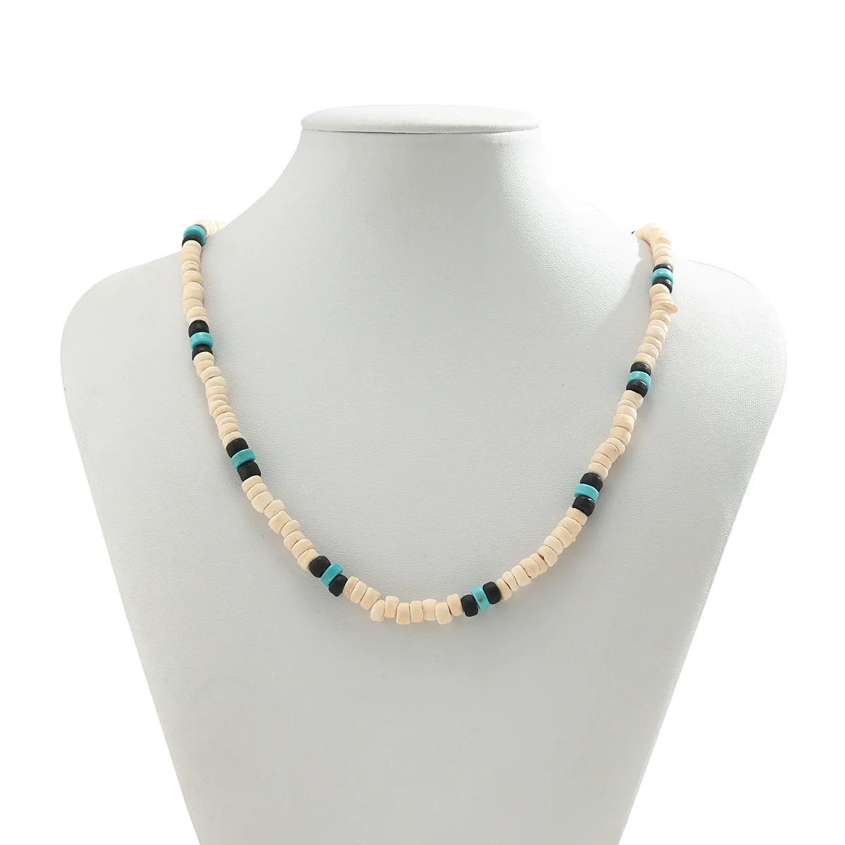 Men's Surfer Wooden Bead Necklace Handmade Geometric Style Coconut Shell Clavicle Chain - Image 6