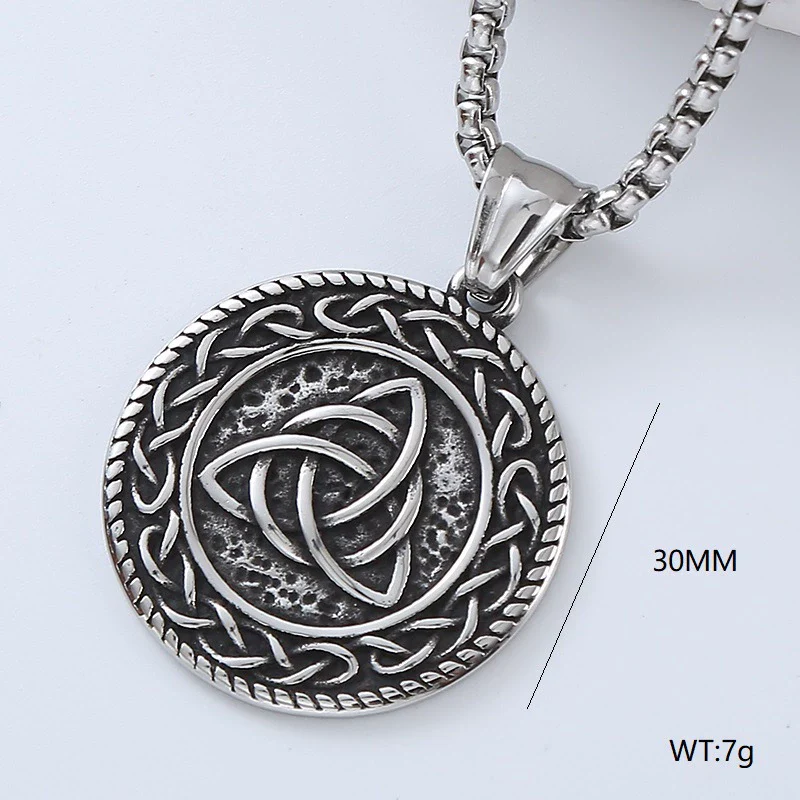 Men's Titanium Steel And Stainless Steel Retro Punk Style Geometric Tree Of Life Round Pendant Necklace Jewelry With Polishing Treatment - Image 2
