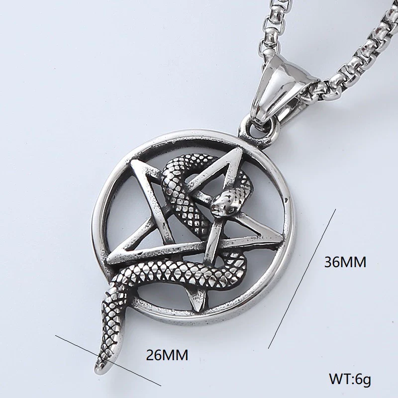 Men's Titanium Steel And Stainless Steel Retro Punk Style Geometric Tree Of Life Round Pendant Necklace Jewelry With Polishing Treatment - Image 9