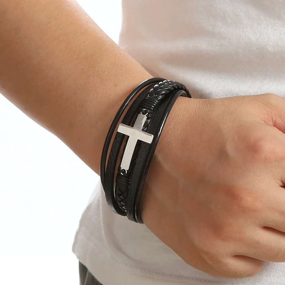 Men's Titanium Steel Fashion Bracelet With Geometric Pattern And Polishing Process - Image 2