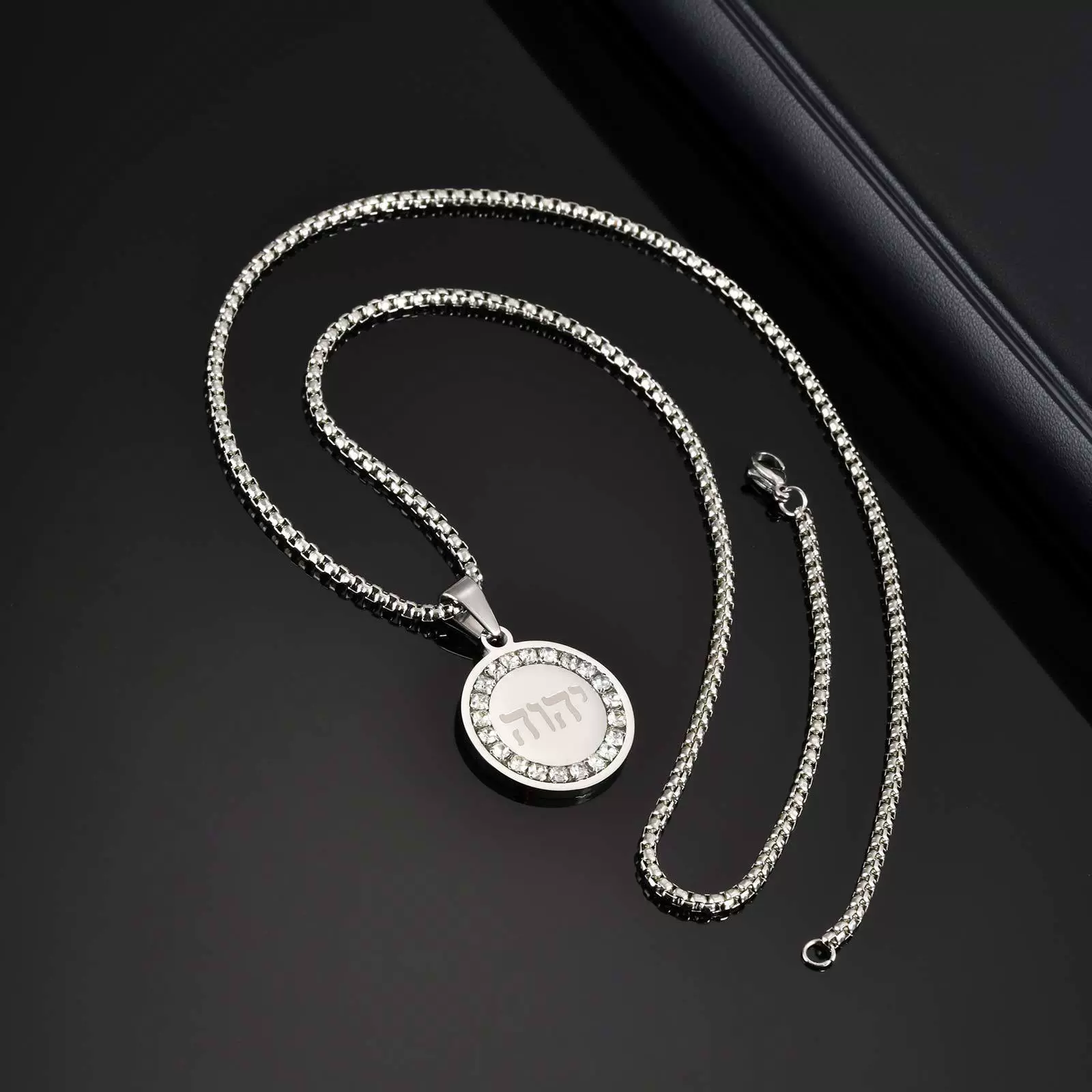 Men's Titanium Steel Geometric Medallion Pendant Necklace With Polish Finish And Regular Chain - Image 8