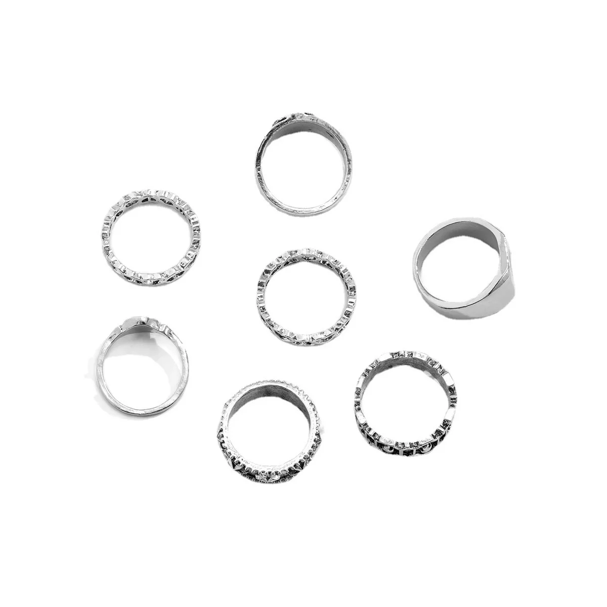 Men's Trendy Alloy Geometric Hollow Drop Finger Ring Set With Electroplating - Image 5