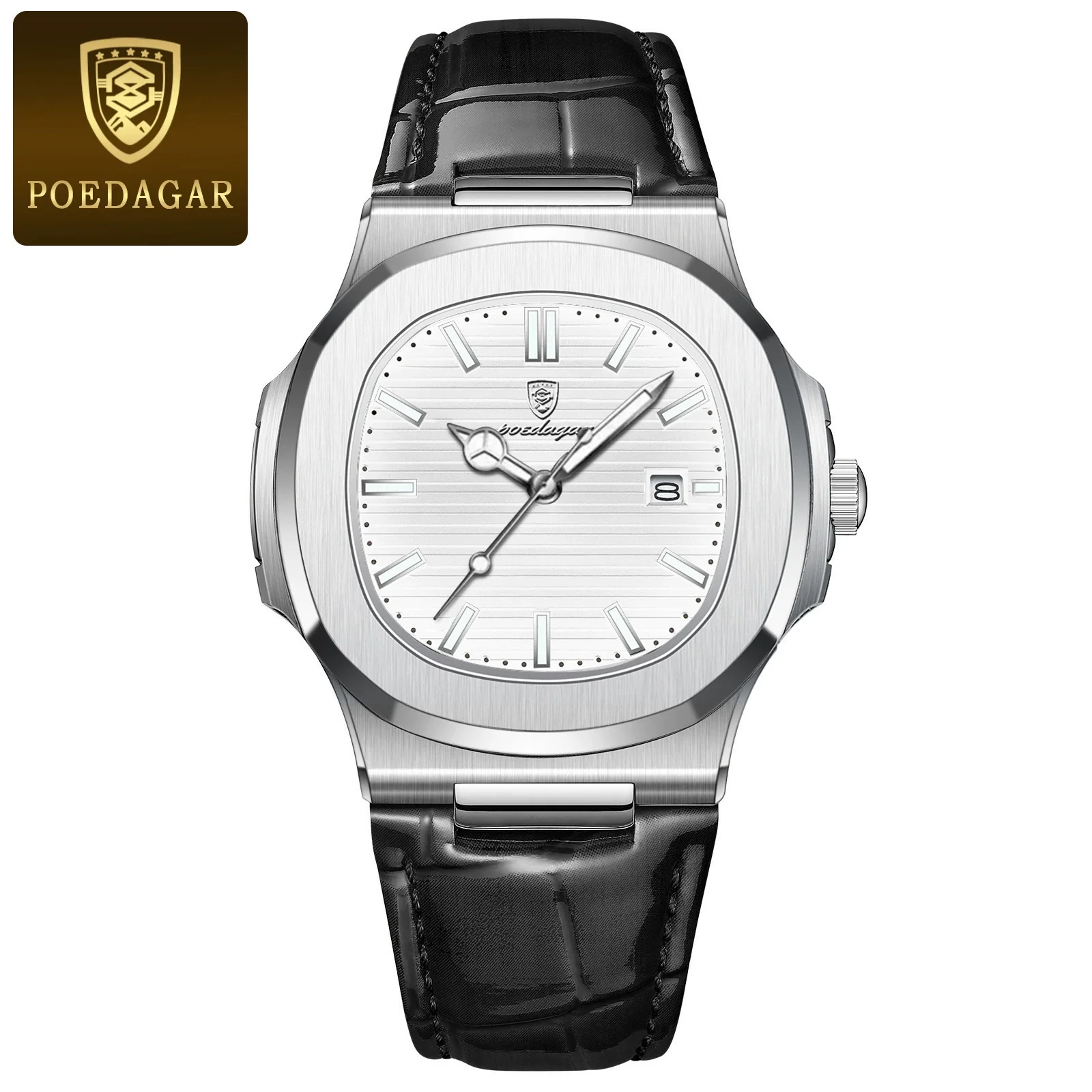 Men's Ultrathin Waterproof Luminous Quartz Watch Alloy Case Genuine Leather Strap Square Dial Stainless Steel Buckle Leisure Style - Image 4