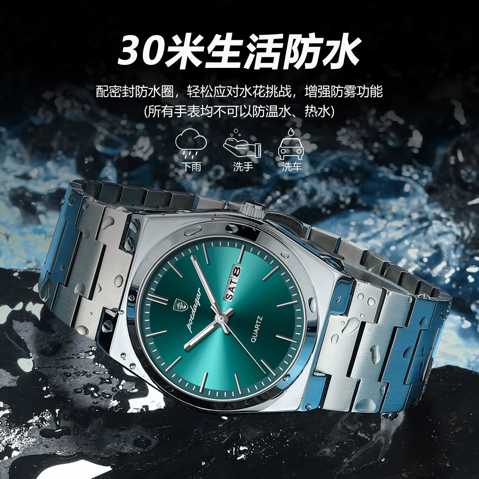 Men's Ultrathin Waterproof Luminous Quartz Watch Stainless Steel Strap Alloy Case Mineral Strengthened Glass Mirror Round Dial Leisure Style - Image 3