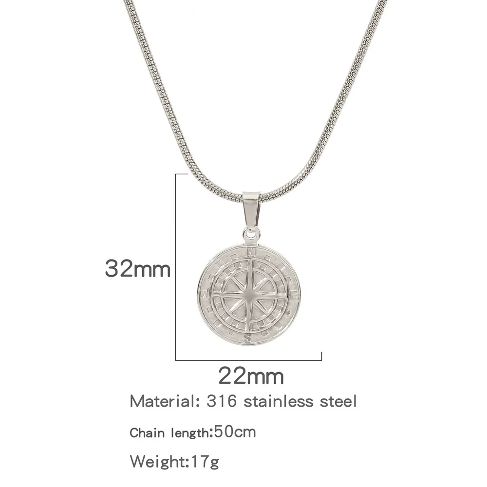 Men's Viking Nordic Style Metallic Compass Pendant Necklace With Ochain And Electroplating - Image 11