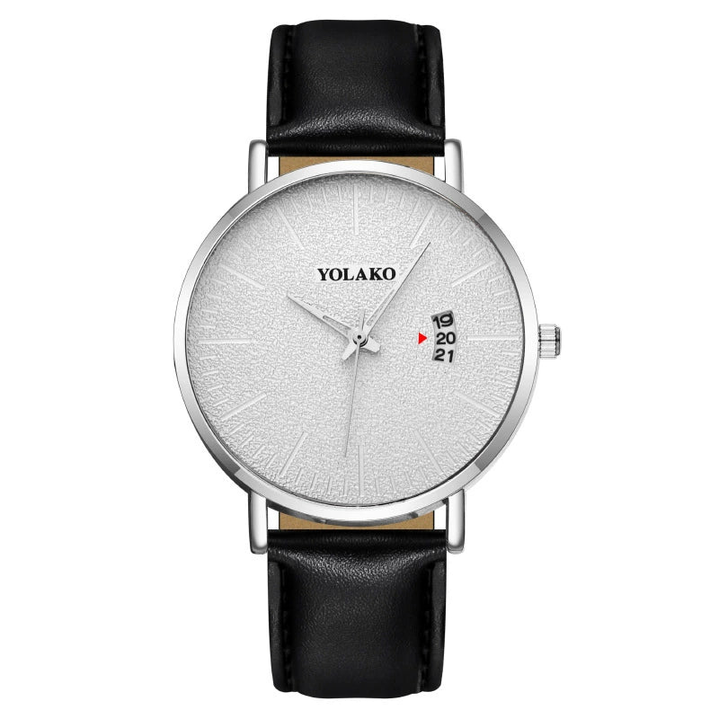 Men's Watch Alloy Case Leather Strap Fashion Round Dial - Image 5