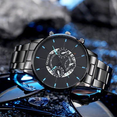 Men's Watch Alloy Case Stainless Steel Band Rectangular Dial Business Fashion Quartz Watch