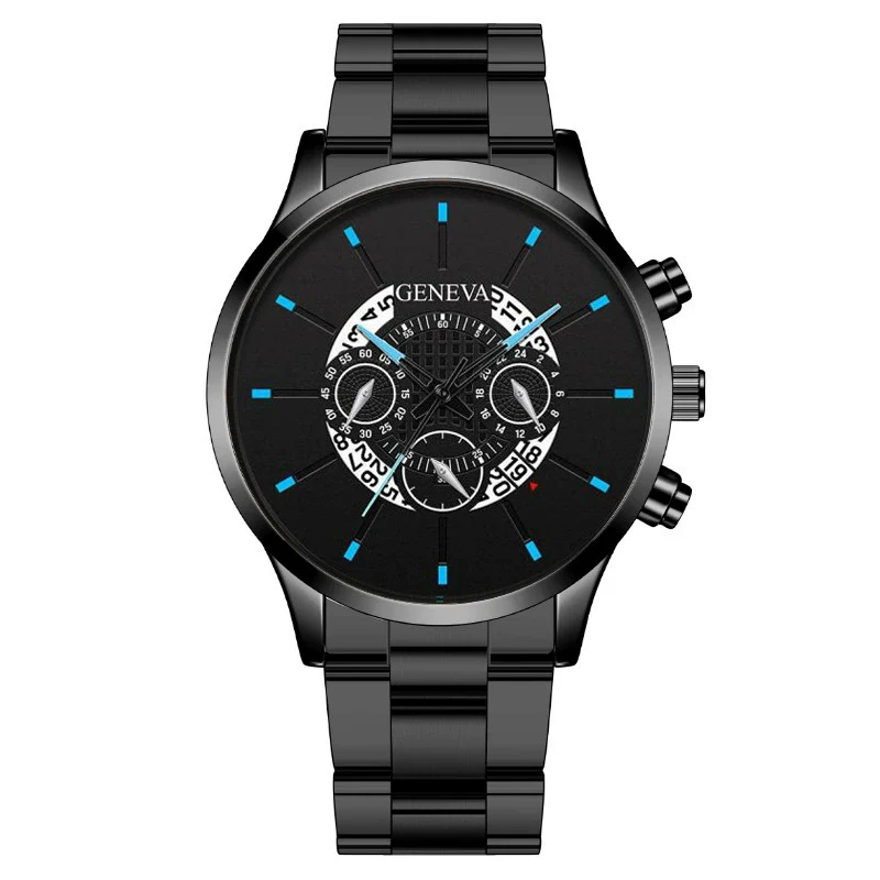 Men's Watch Alloy Case Stainless Steel Band Rectangular Dial Business Fashion Quartz Watch - Image 6