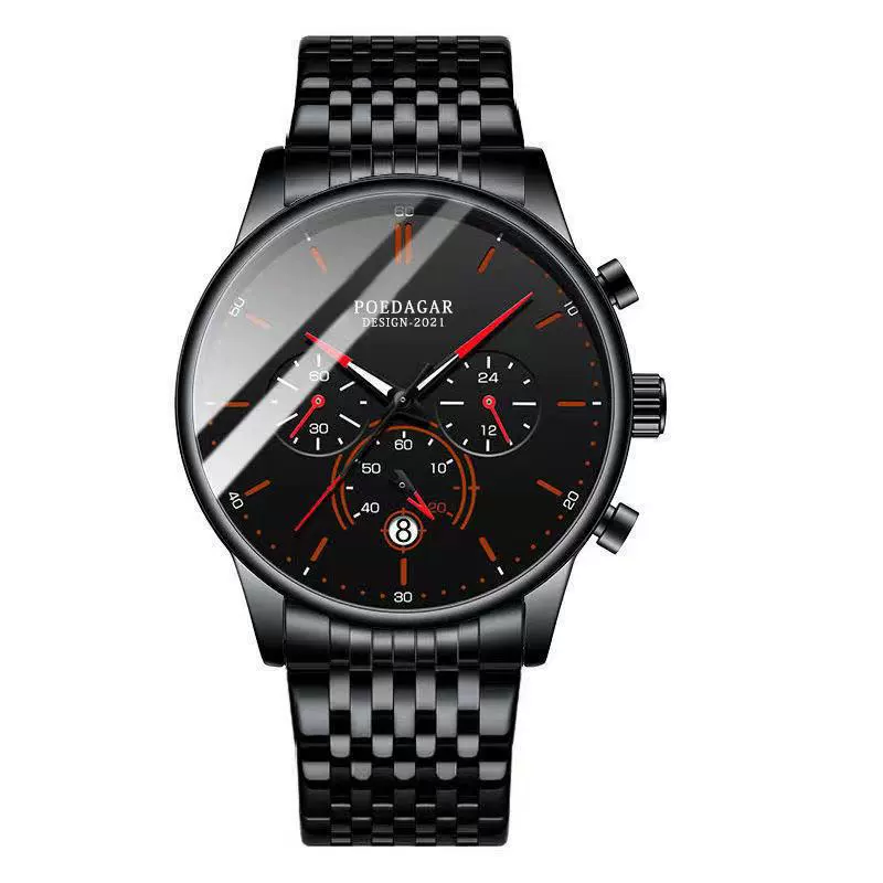 Men's Watch Alloy Stainless Steel Sapphire Crystal Glass Mirror Round Waterproof Luminous Multifunctional Quartz Leisure - Image 2