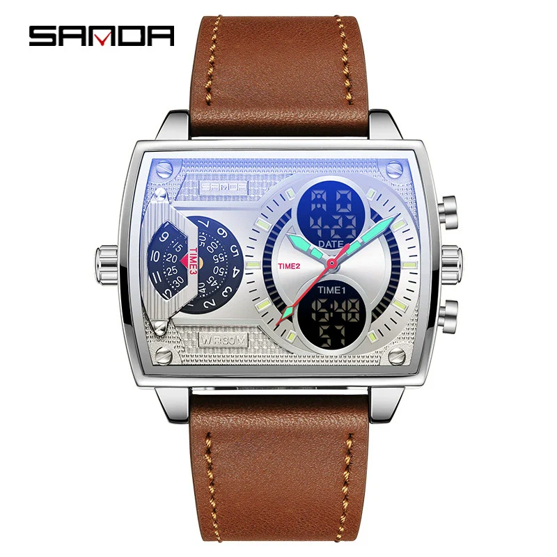 Men's Watch Zinc Alloy Case Belt Silicone Steel Belt Square Dial Highend Business Fashion Electronic Quartz Watch - Image 7