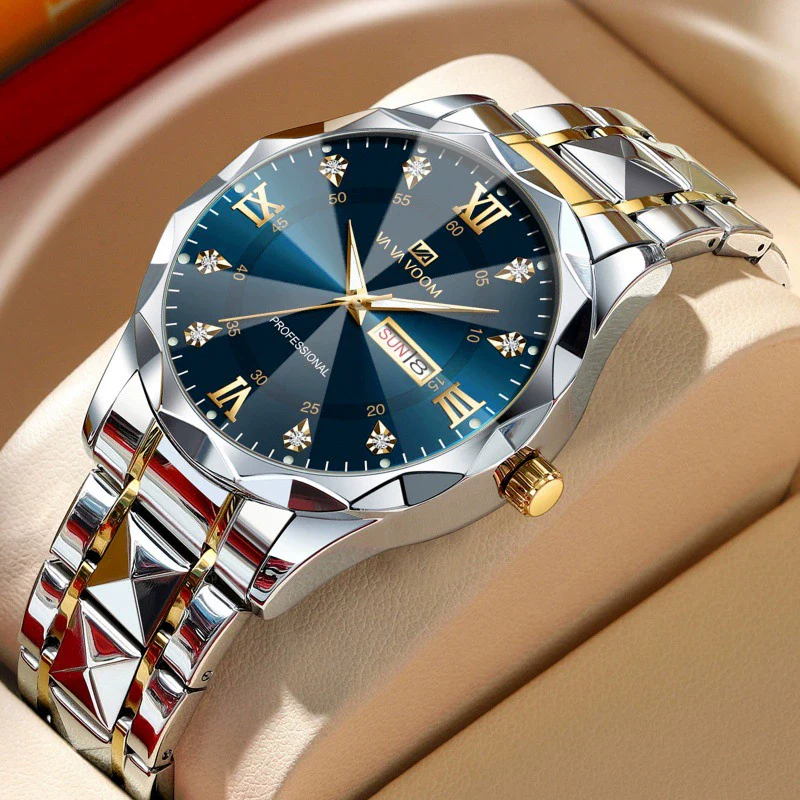 Men's Watches Metal Stainless Steel Round Business Fashion Waterproof With Calendar - Image 4