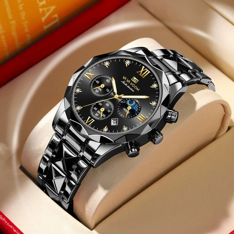 Men's Watches Metal Stainless Steel Round Business Fashion Waterproof With Calendar - Image 9
