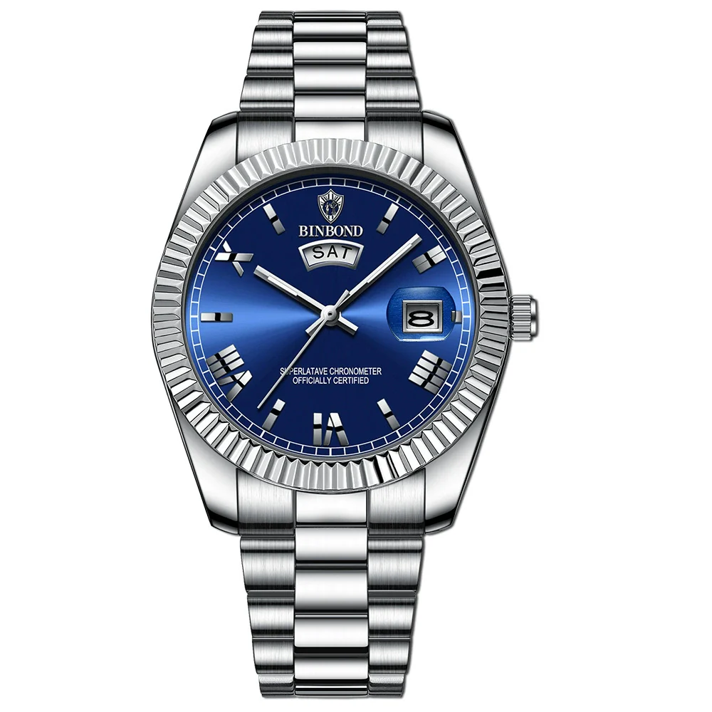 Men's Waterproof Business Style Metal Case Stainless Steel Strap Round Dial Watch - Image 11