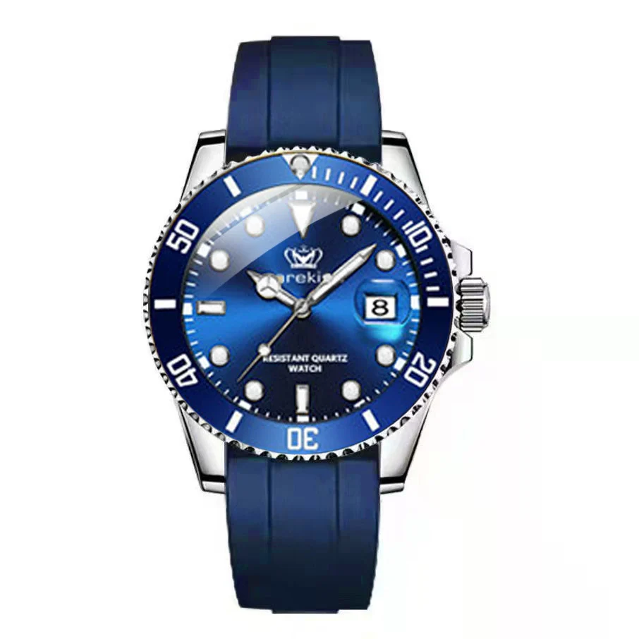 Men's Waterproof Luminous Multifunctional Quartz Watch With Silicone Strap And Alloy Case Round Dial - Image 2
