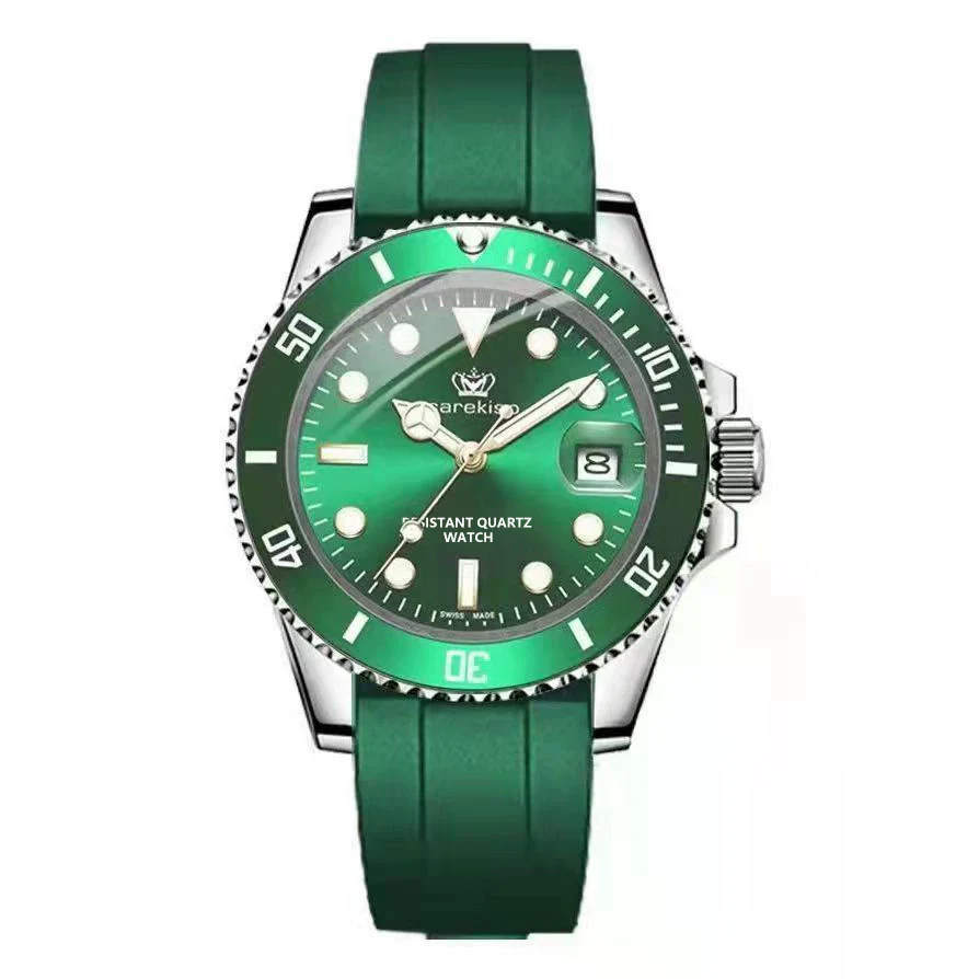 Men's Waterproof Luminous Multifunctional Quartz Watch With Silicone Strap And Alloy Case Round Dial - Image 3