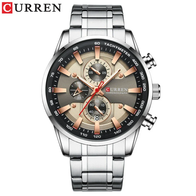 Men's Waterproof Multifunctional Leisure Watch Metal Case Stainless Steel Band Round Dial - Image 7