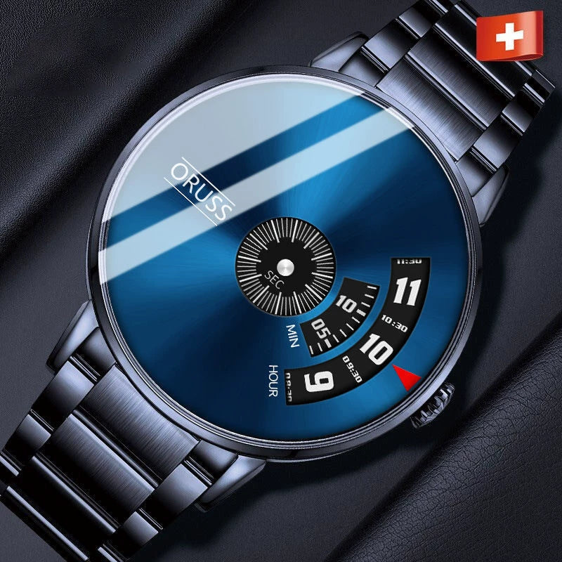 Men's Waterproof Watches Automatic Movement Leisure Style Round Dial Steel Case Mineral Strengthened Glass Mirror