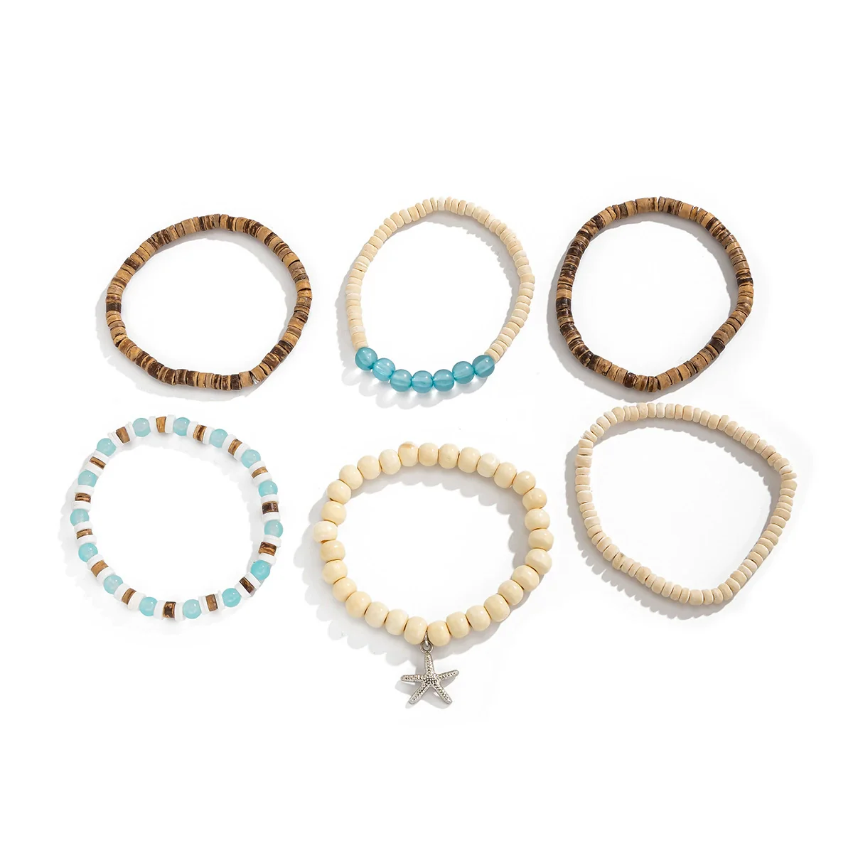 Men's Wood Coconut Shell Beaded Electroplated Bracelet Set Hiphop Trendy Highend - Image 5