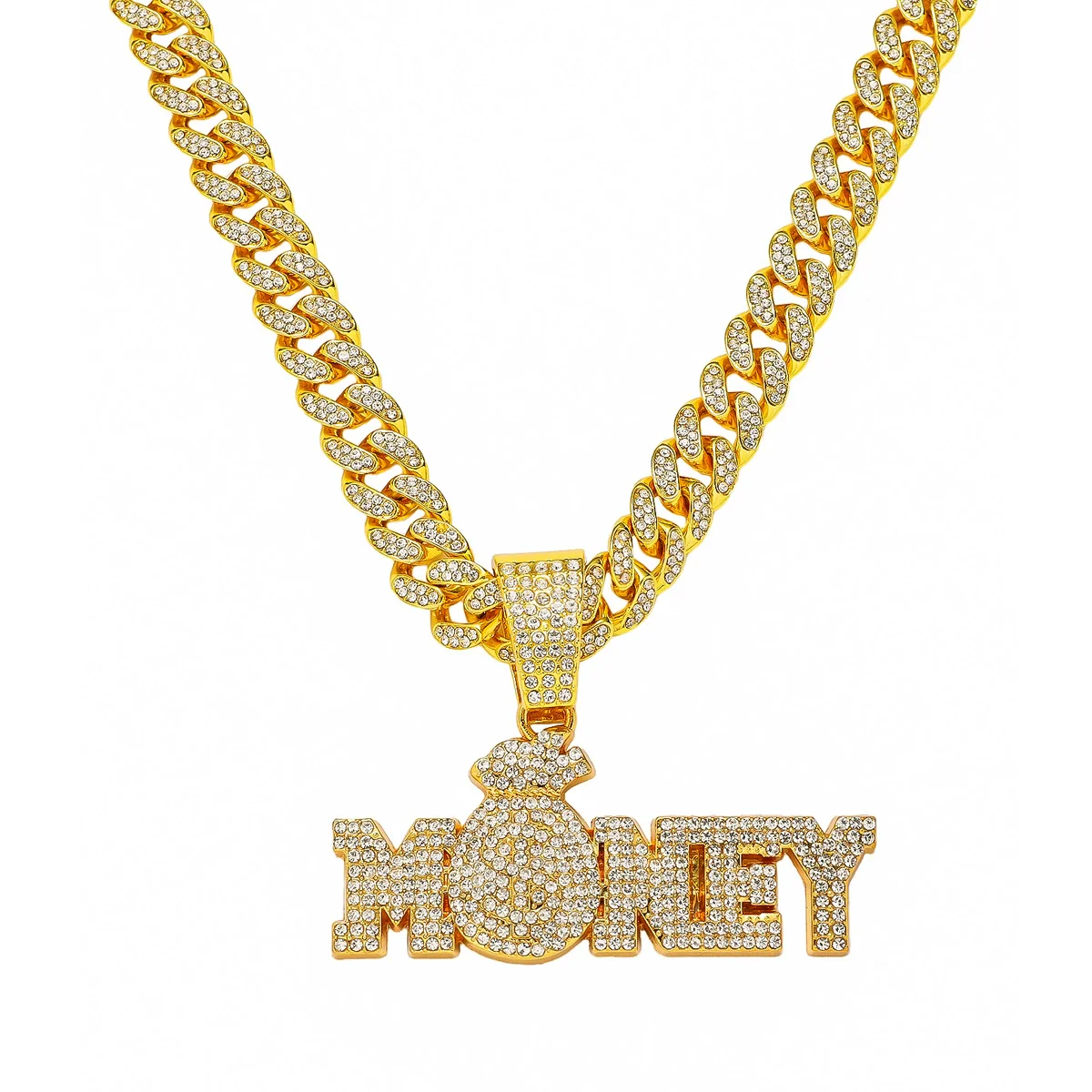 Men's Zinc Alloy Cuban Chain Hip Hop Style Letter Number Text Pendant Necklace With Electroplating