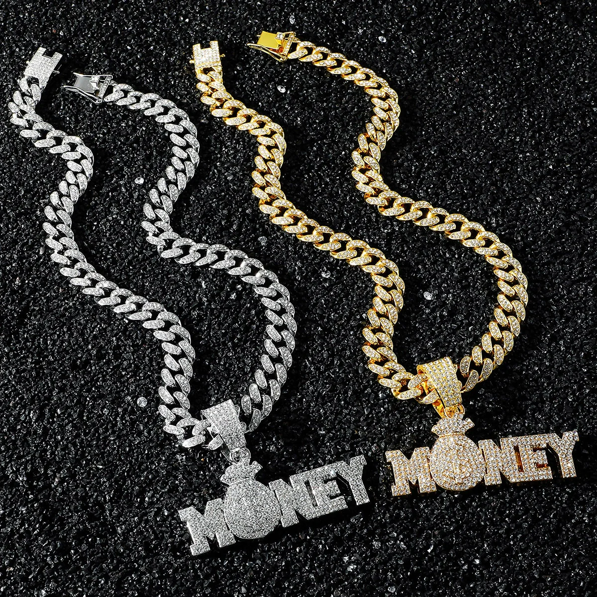 Men's Zinc Alloy Cuban Chain Hip Hop Style Letter Number Text Pendant Necklace With Electroplating - Image 2