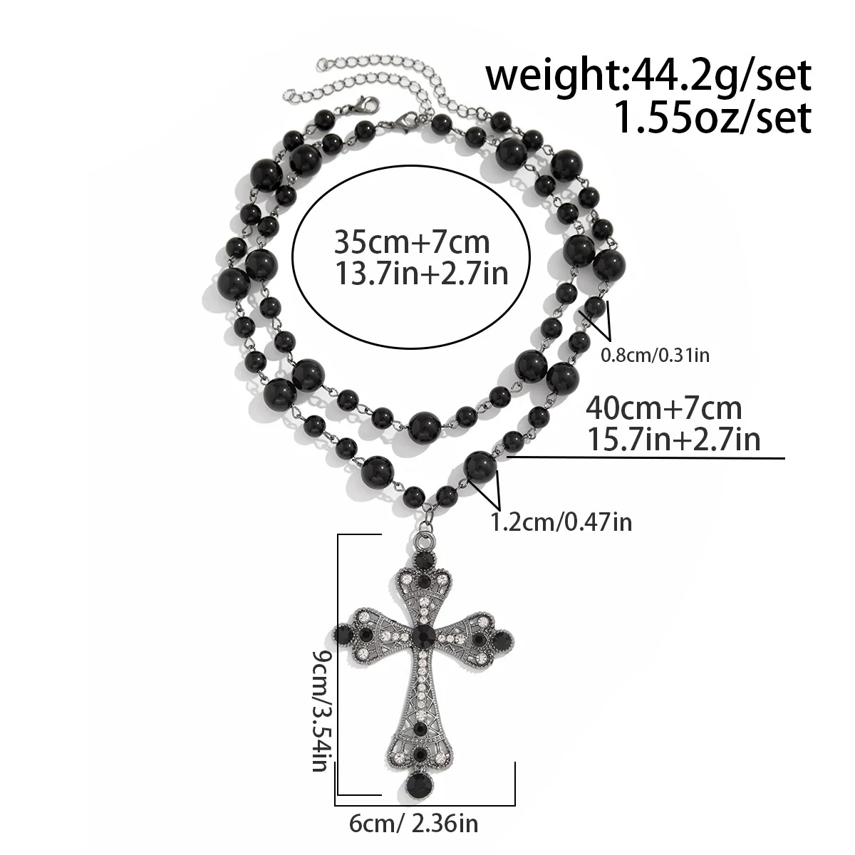 Men's Zinc Alloy Geometric Cross Handmade Necklace - Image 8