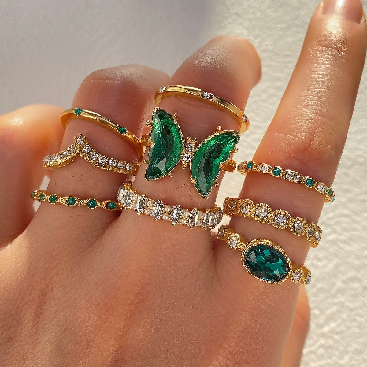 Metal Animal Butterfly Opening Stacked Joint Ring Electroplated Unisex