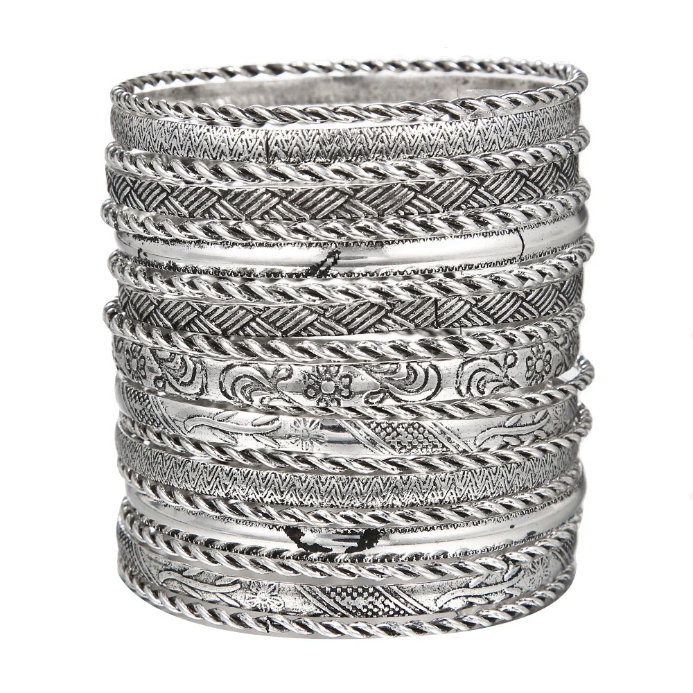 Metal Bracelet Alloy Iron Geometric Vintage Hammered Electroplated Unisex - Image 8